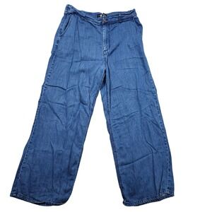 Rewash Women Wide Leg Jeans Blue Denim Elastic Waist Size 9 29